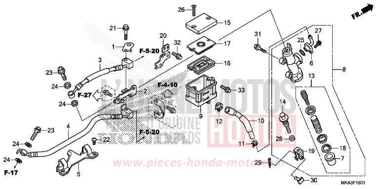 REAR BRAKE MASTER CYLINDER (NC750XA/XD) de NC750X "Méca" SWORD SILVER METALLIC (NHA95) de 2017